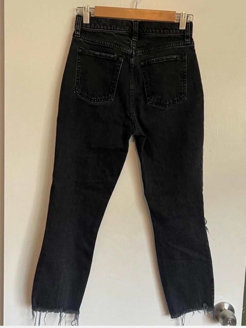 Abercrombie and fitch faded black distressed the mom high rise jeans  size 0/25S